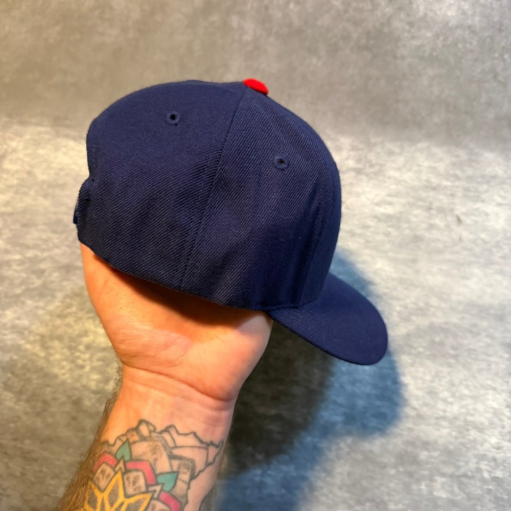 Vintage Puma MLB Chicago Cubs Snapback Hat Mens Navy Blue Red Logo Baseball Cap - Picture 6 of 8
